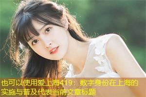 数字身份在上海的实施与普及 数字身份在上海的实施与普及